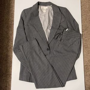 Grey Pinstripe Pant Suit